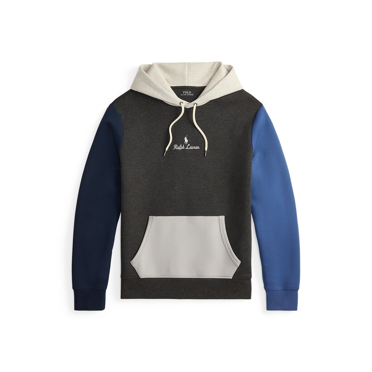 Sweat à capuche maille double à logo anthracite, POLO RALPH LAUREN