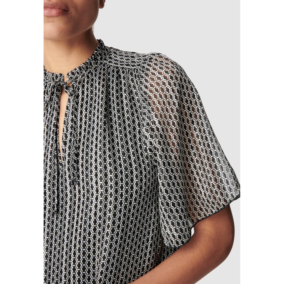 Robe imprimé graphique bicolore noir, IKKS
