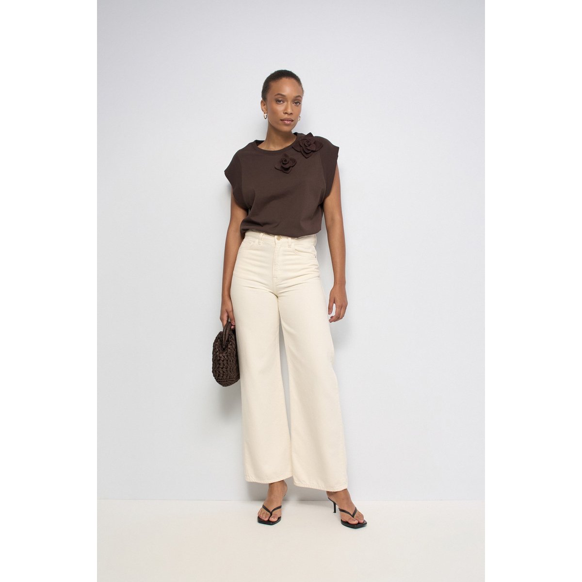 T-SHIRT AVEC APPLIQUE FLORALE blanc, SALSA JEANS