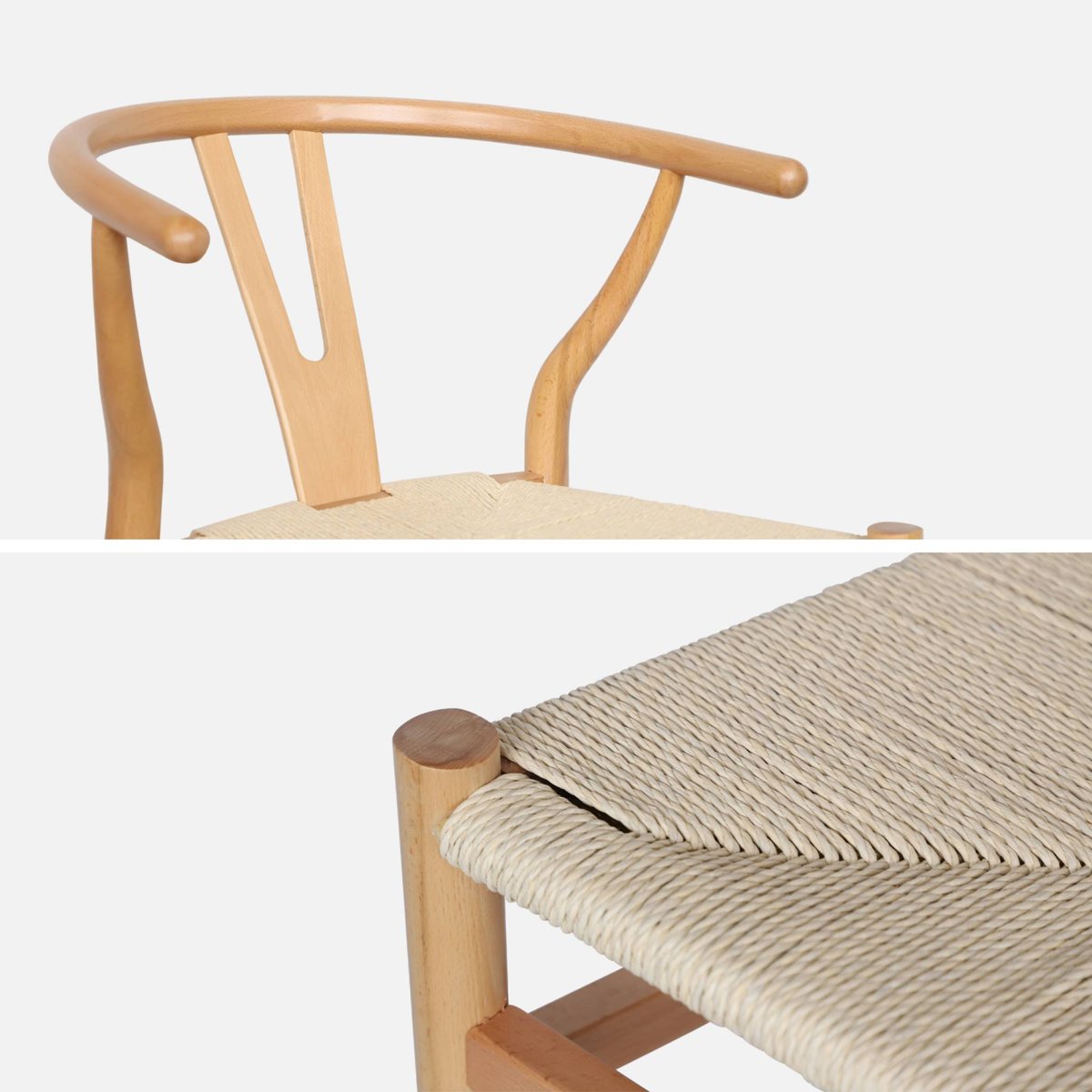 Chaise vintage bois de hêtre et cordes (lot de 2) CECILE naturel, SWEEEK
