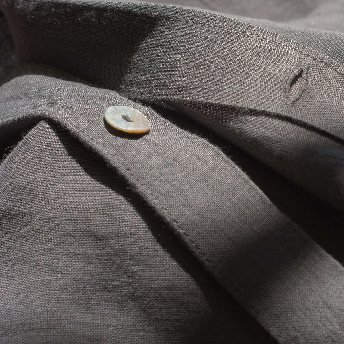 Housse de couette Lin lavé 2 personnes uni NAGHADA gris anthracite, TODAY