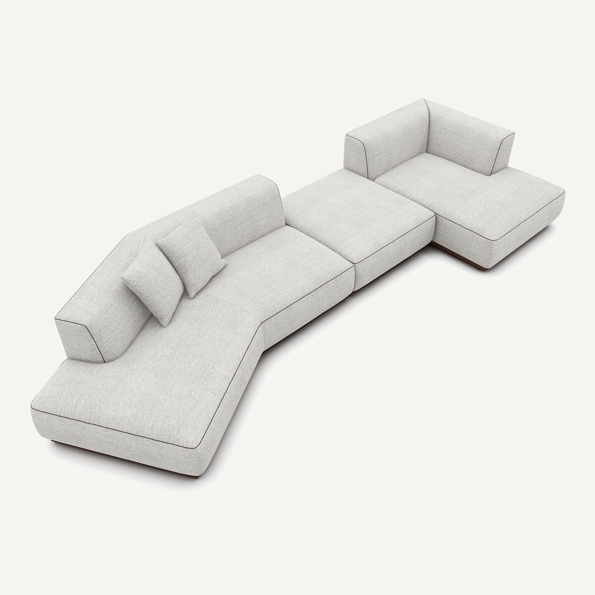 Canapé d'angle droit ouvert avec repose-pieds en toile jaspée, JACOPO gris/blanc, AM.PM