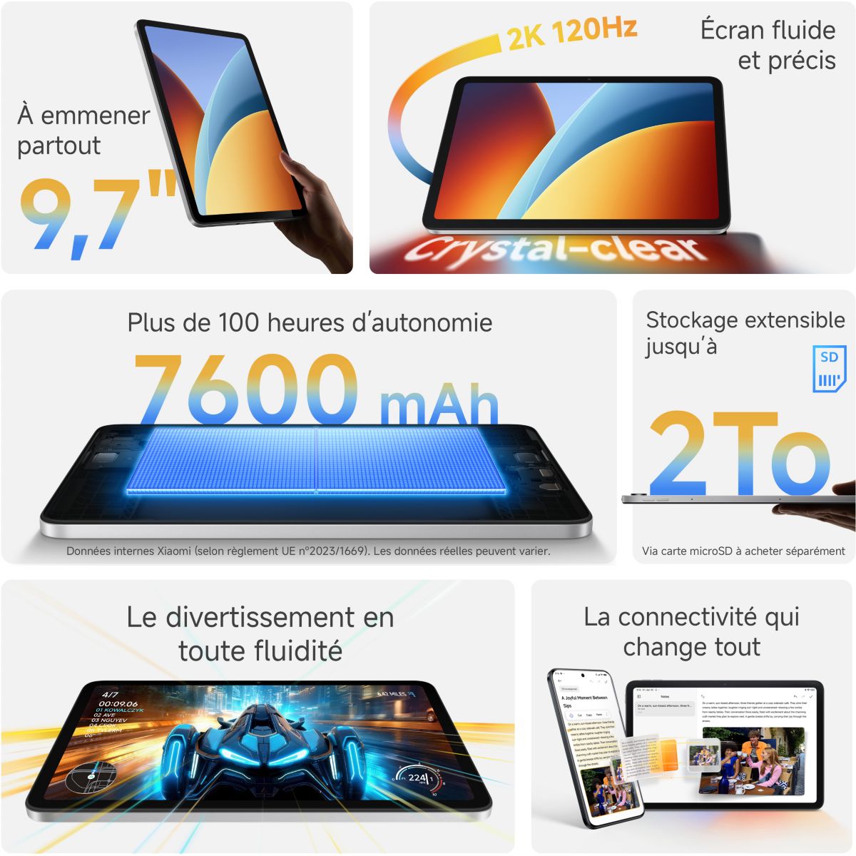 Tablette Android Redmi Pad 2 9.7'' Gris 128Go gris, XIAOMI