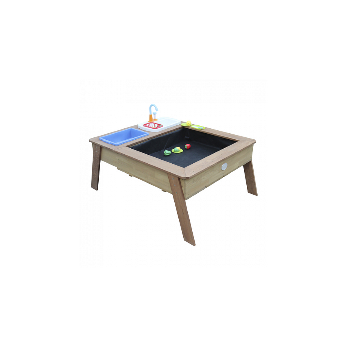 AXI Linda Table sable et eau avec Cuisine et evier Marron Parasol Bleu Blanc couleur unique, AXI HOUSE