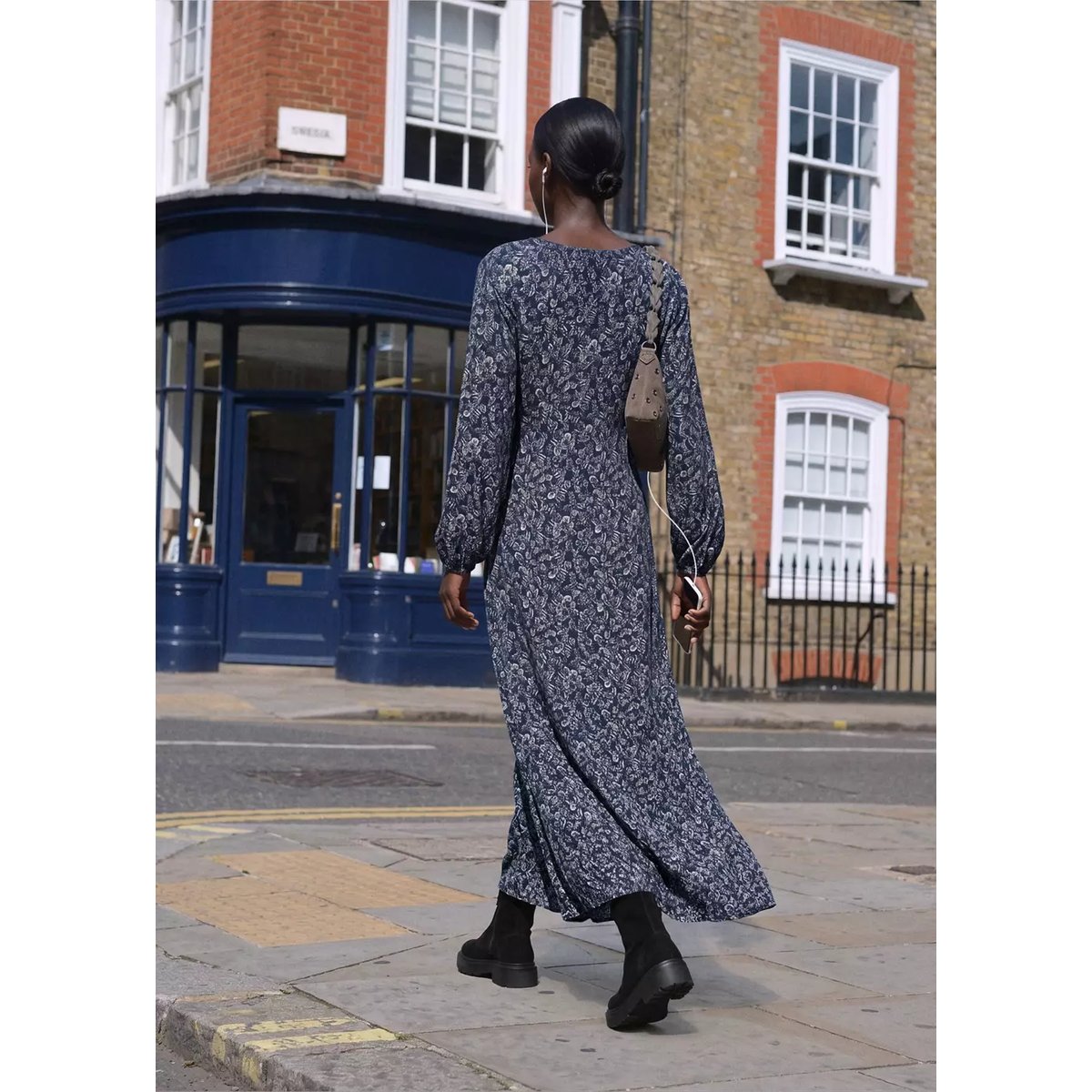 Robe longue à imprimé paisley bleu marine, MANGO TEEN
