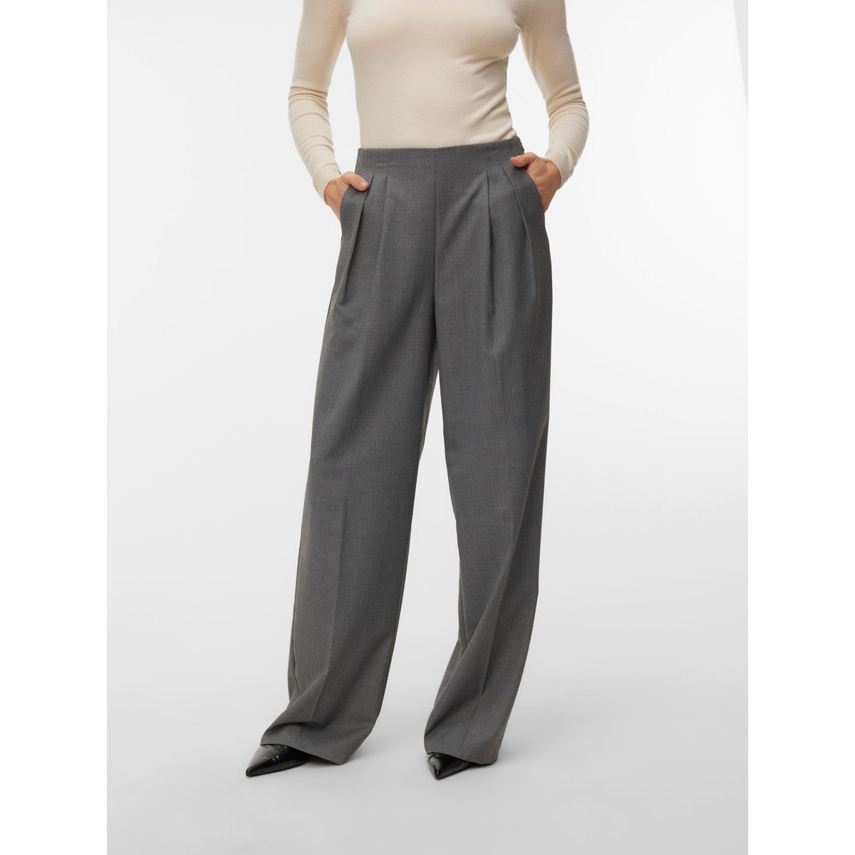Pantalon À Jambe Large medium grey melange, VERO MODA