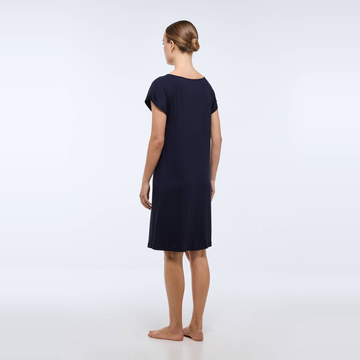 Chemise de nuit manches courtes en viscose, Ecovero marine, MONOPRIX