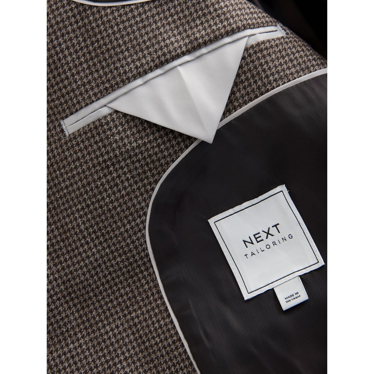 Veste de costume pied-de-poule en laine marron, NEXT