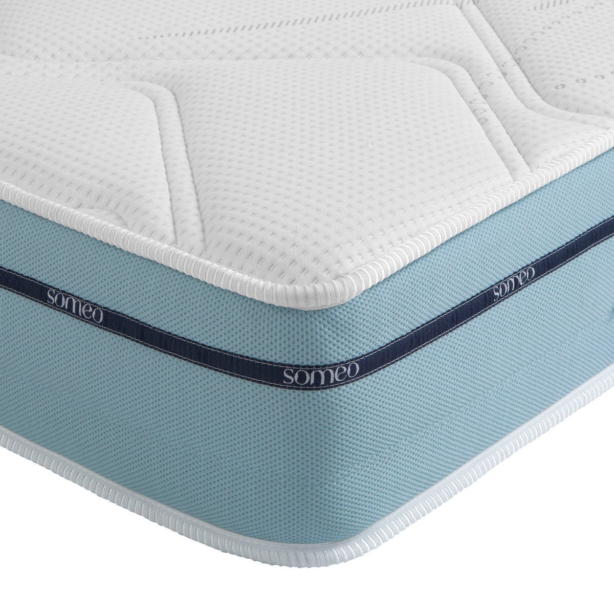 Ensemble matelas mémoire de forme, sommier Lune et pieds Songe 500 blanc, SOMEO