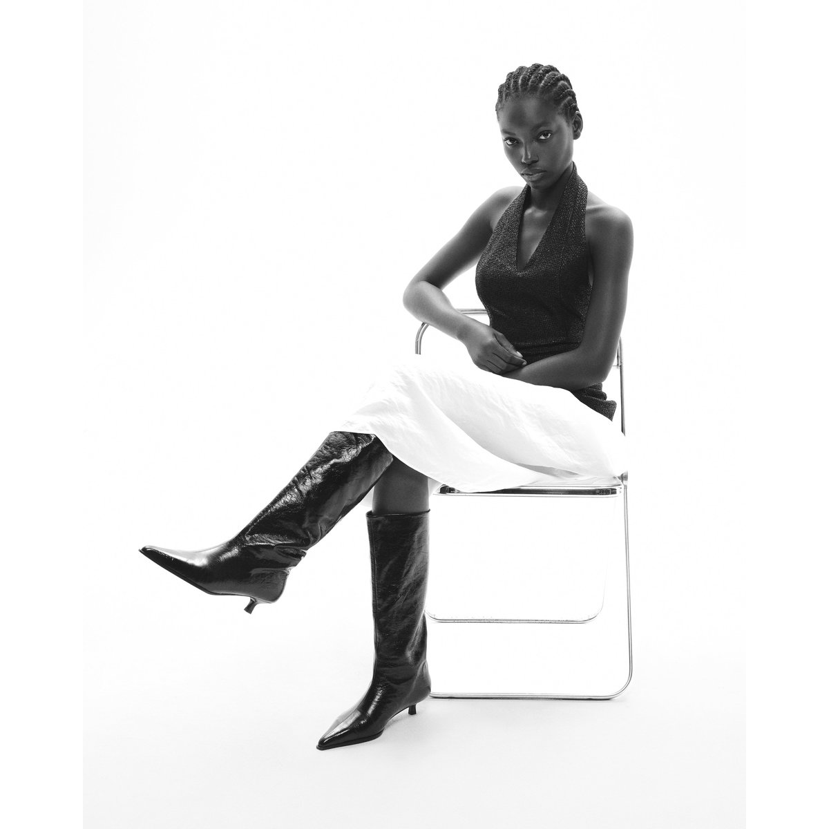 Bottes à petit talon et bout pointu VIVIENNE noir, MI MAI