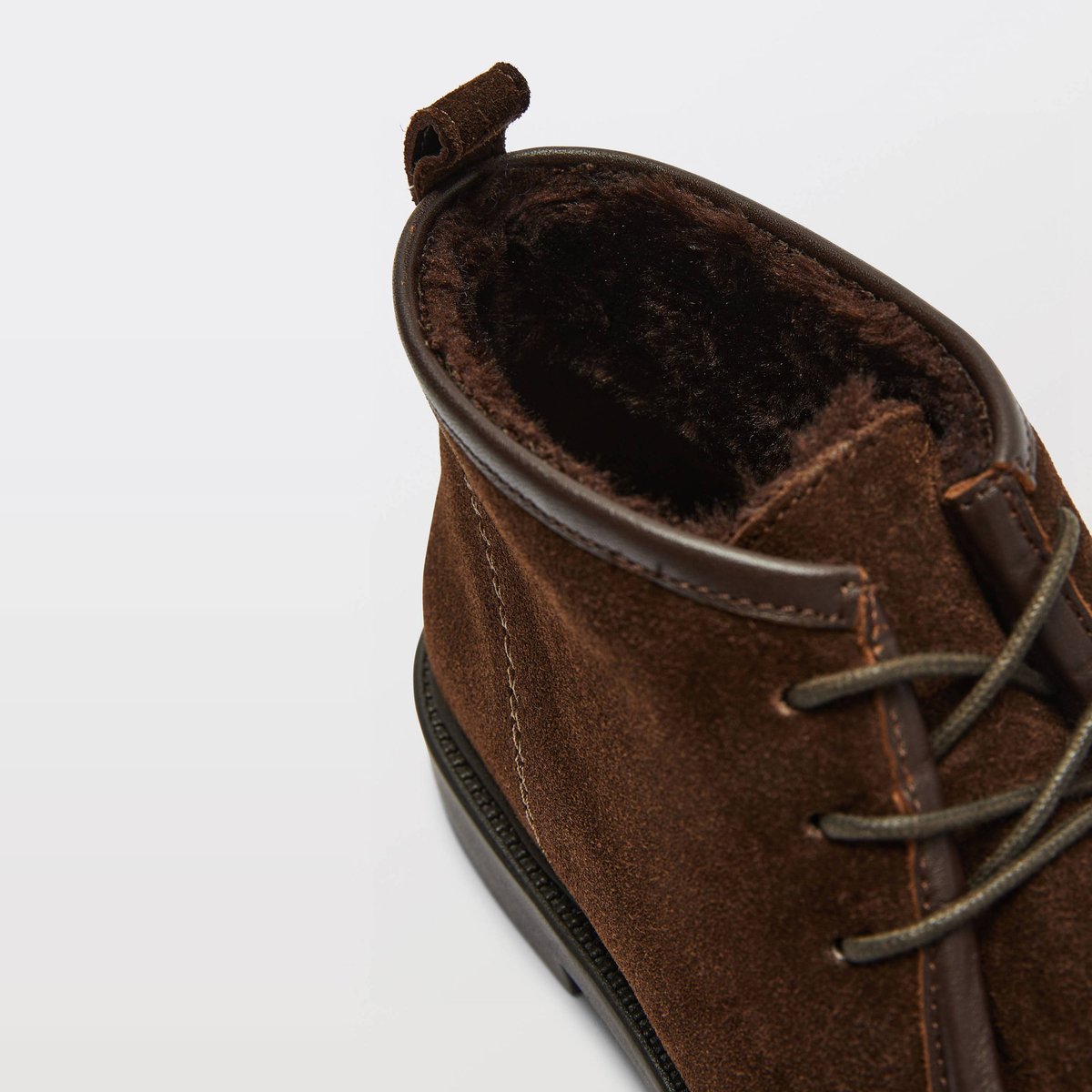 Derbies fourrées en cuir pudding, MONOPRIX