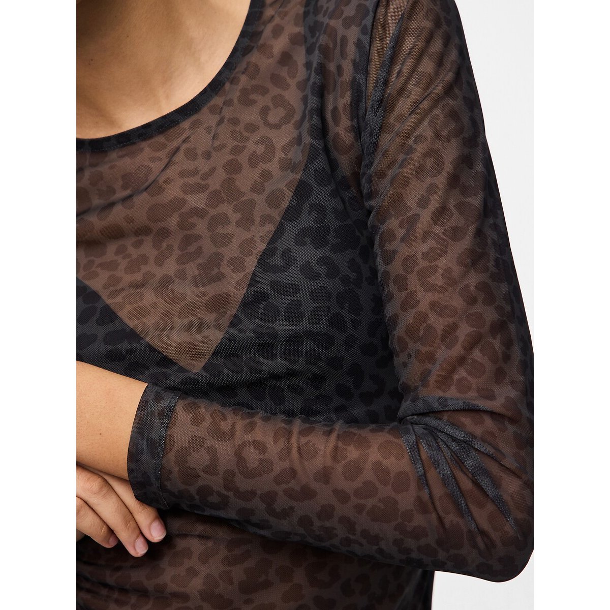 T-shirt a maniche lunghe fantasia nero , PIECES