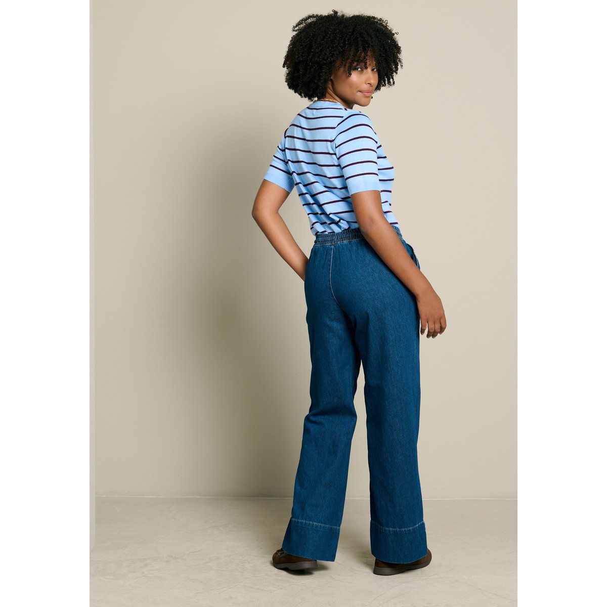 Jean large taille élastiquée dark blue, LOLALIZA