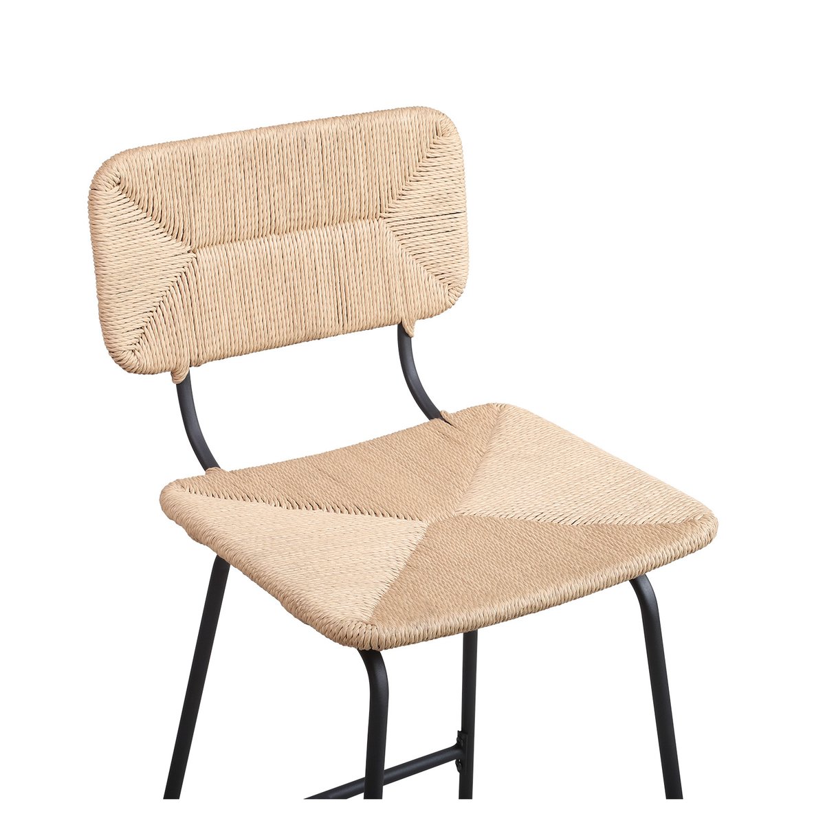 Lot de tabourets de bar et d'ilot en métal et assise rotin 65cm TIDRA|Lot de 8 | Lot de 8 naturel, MOB IN