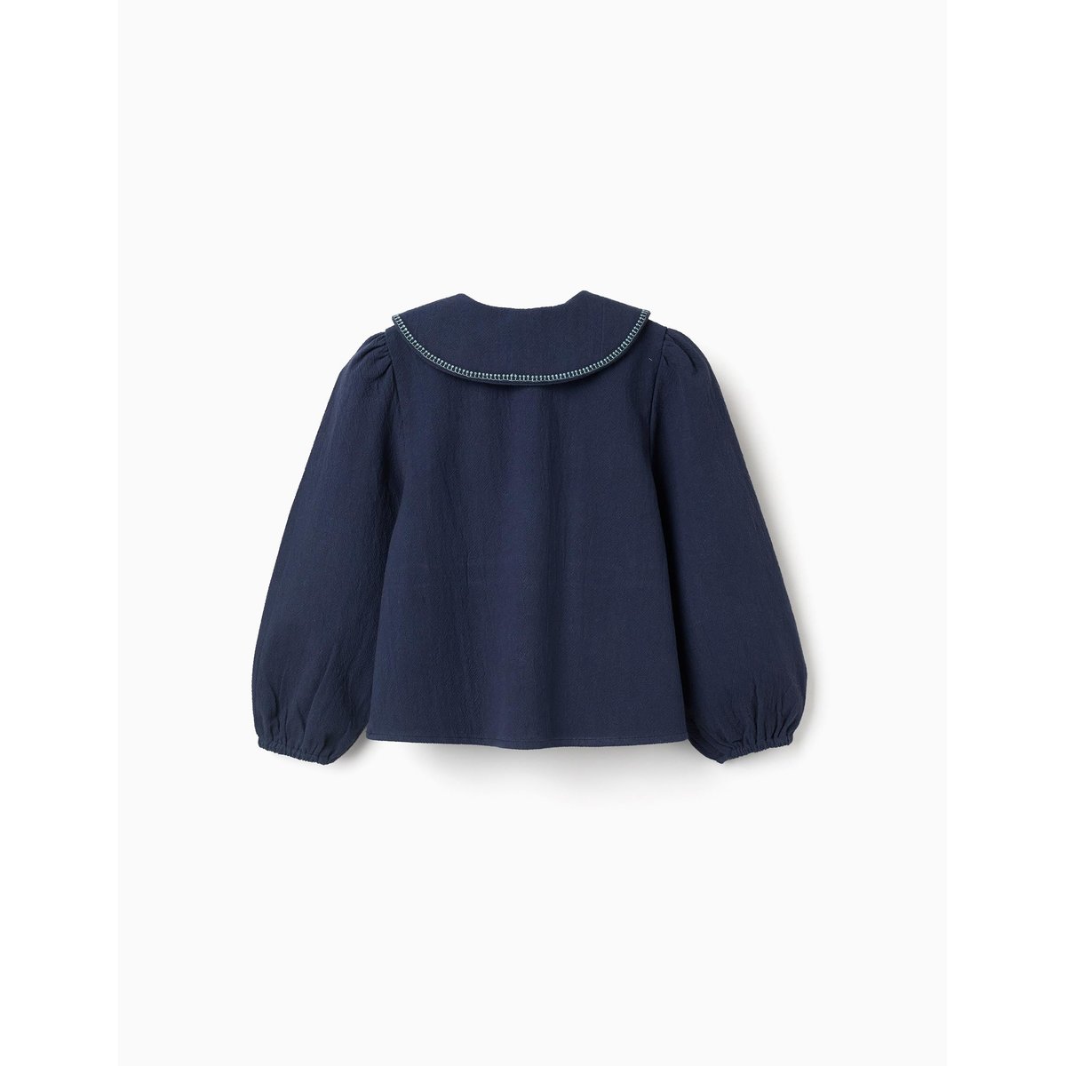 Blouse en coton à manches longues avec fleurs brodées bleu foncé, ZIPPY