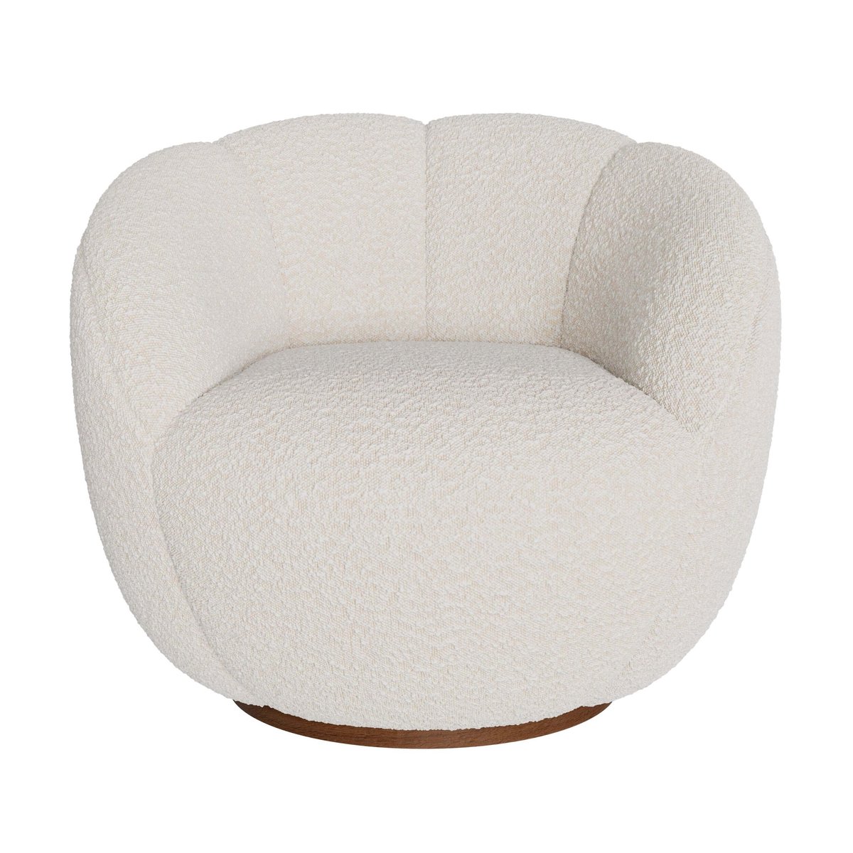 Fauteuil pivotant en tissu bouclé - YSÉ blanc, MAISON PAVANE