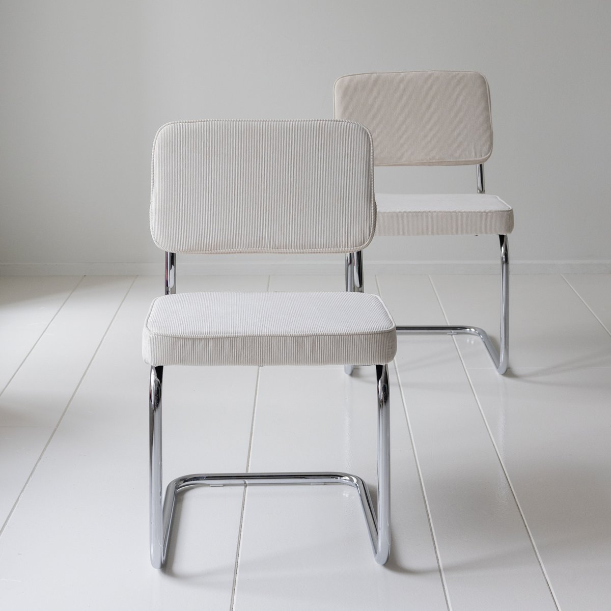 Chaises cantilever Maria en velours, lot de 2, MARIA beige, gris, HAPPY GARDEN