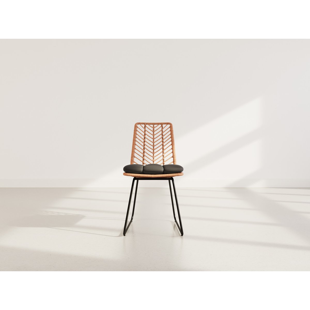 Lot de 4 chaises effet rotin, FORENZA noir / bois, BEST MOBILIER