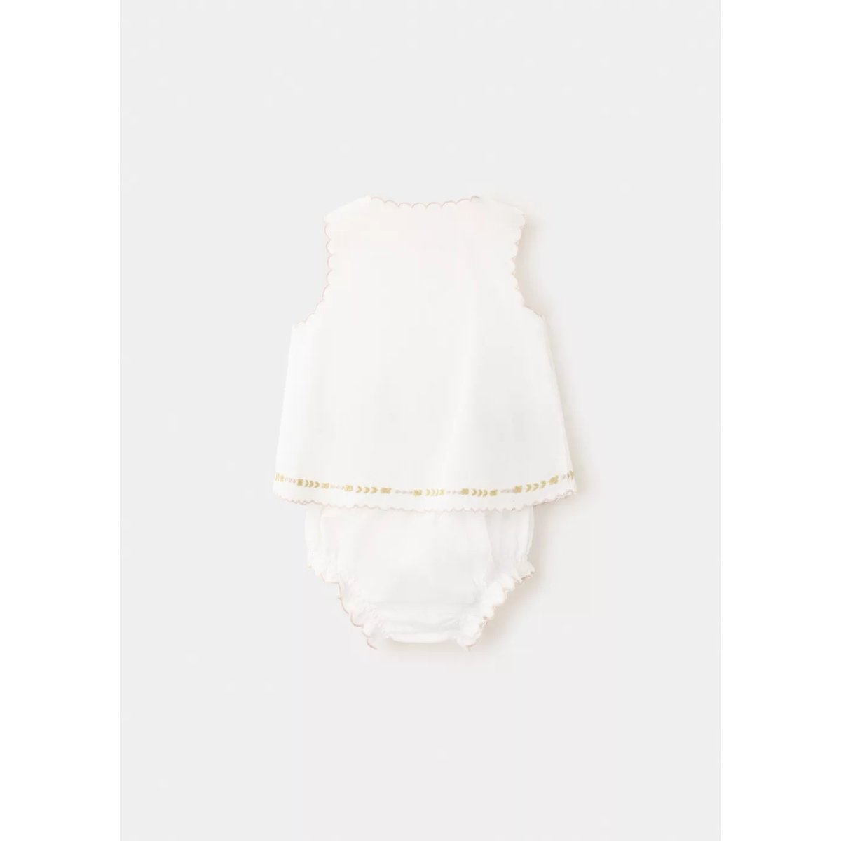 Robe et culotte détails brodés blanc cassé, MANGO BABY