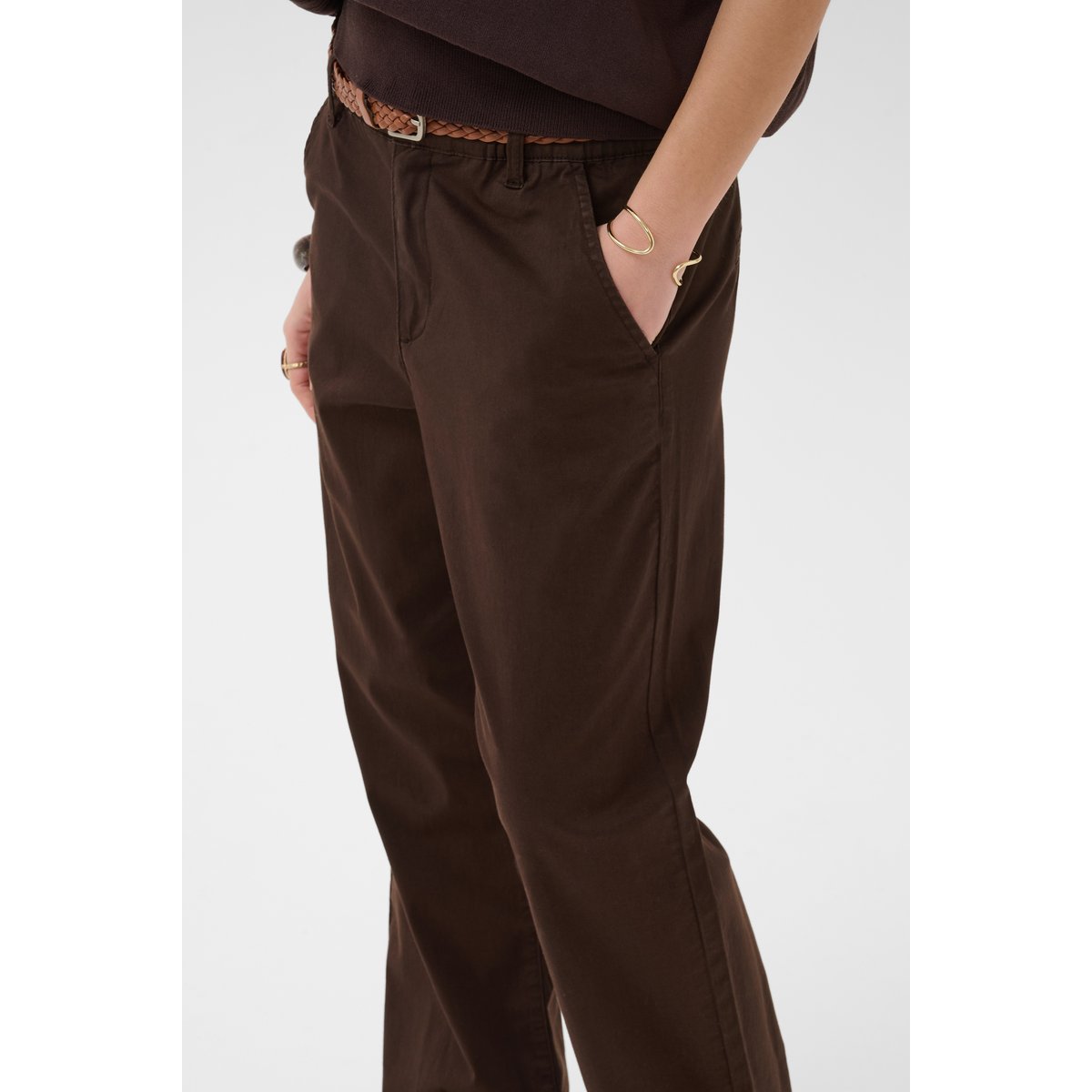 Pantalon casual marron java, CREAM