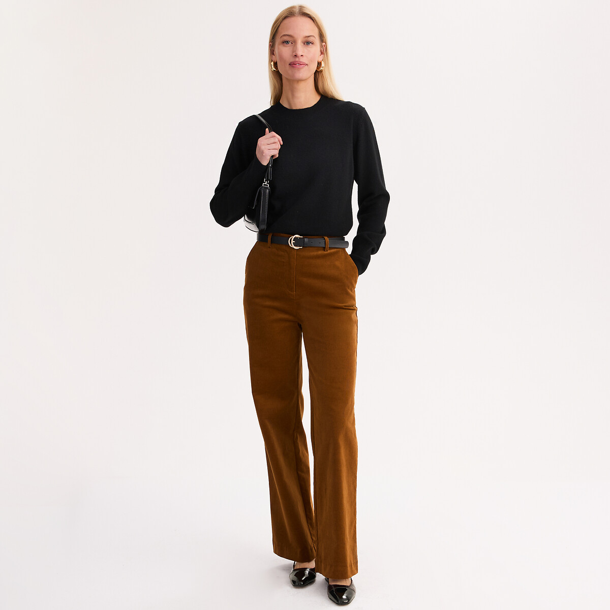Cashmere Crew Neck Fine Knit Jumper black, ANNE WEYBURN