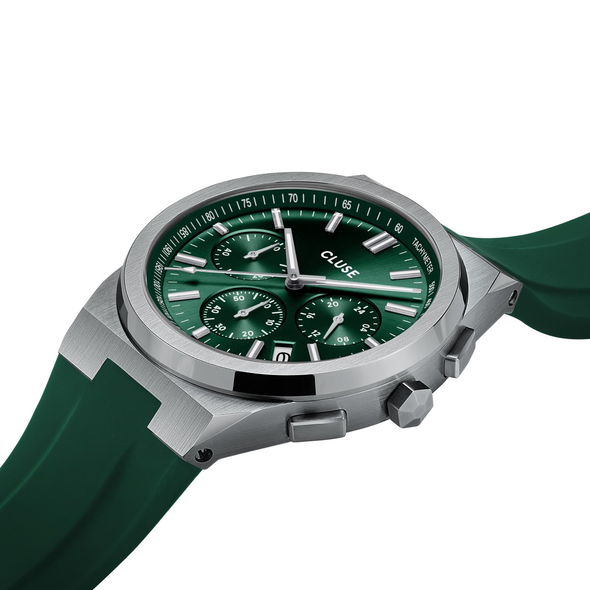 Montre Analogique VIGOUREUX CHRONO argenté vert vert, CLUSE