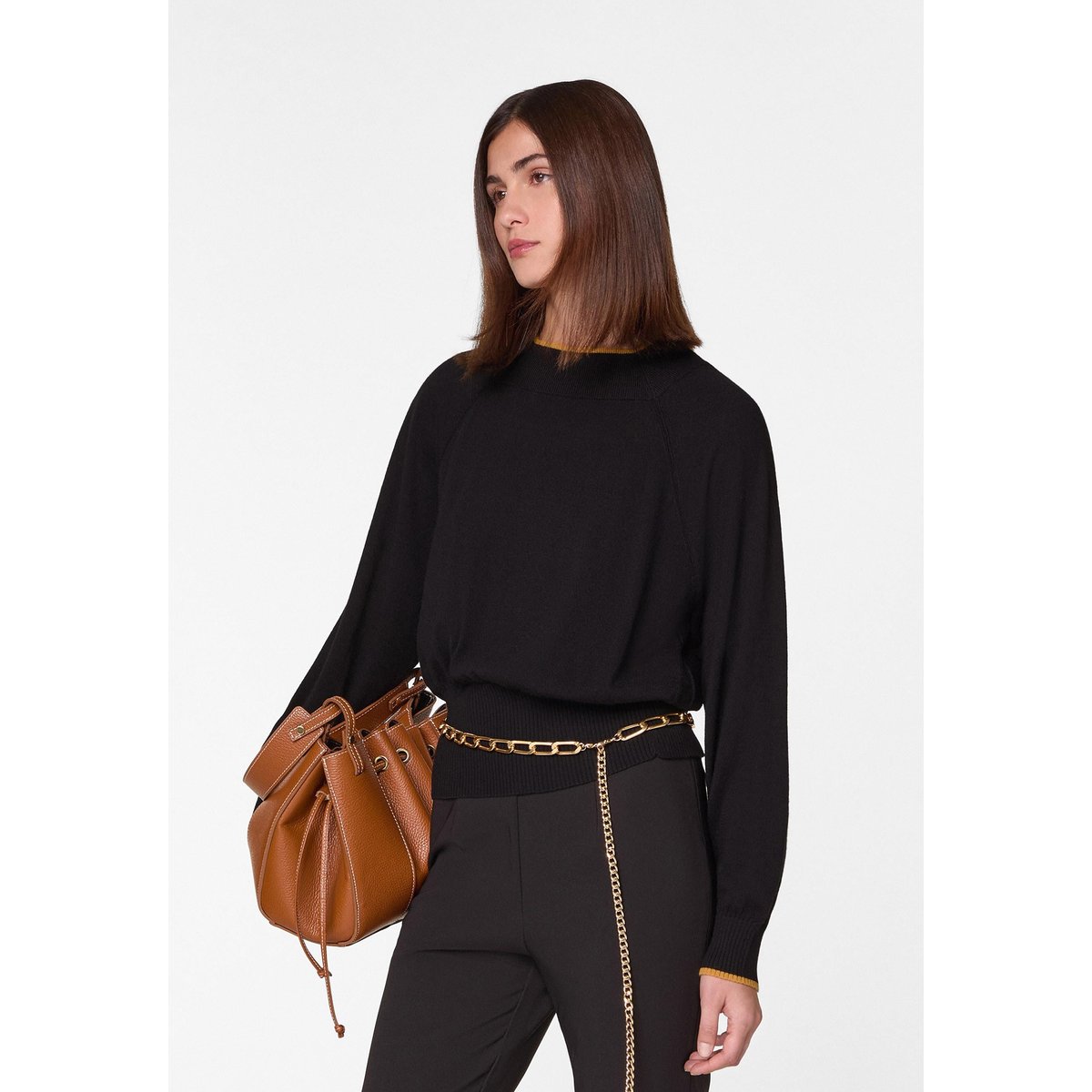 Pull col rond en laine mérinos noir, RODIER