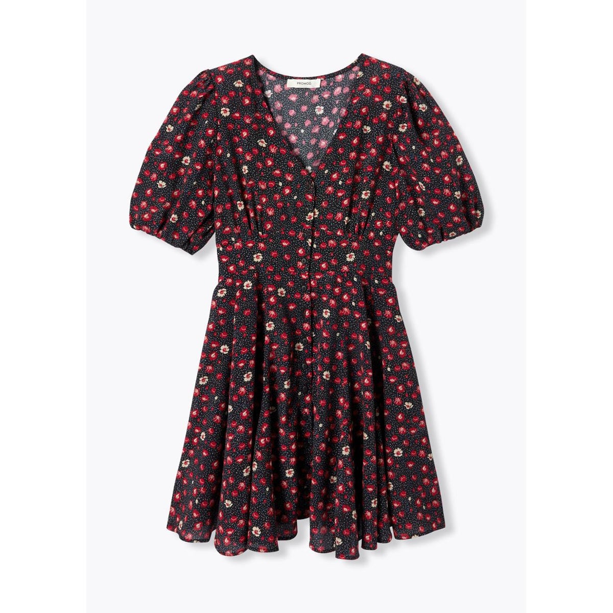 Robe courte imprimée imprimé noir, PROMOD
