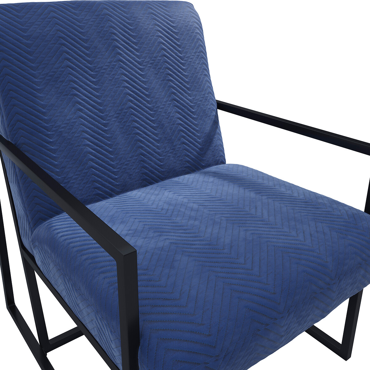 Fiorella Chevron Velvet Armchair ink blue, SO'HOME