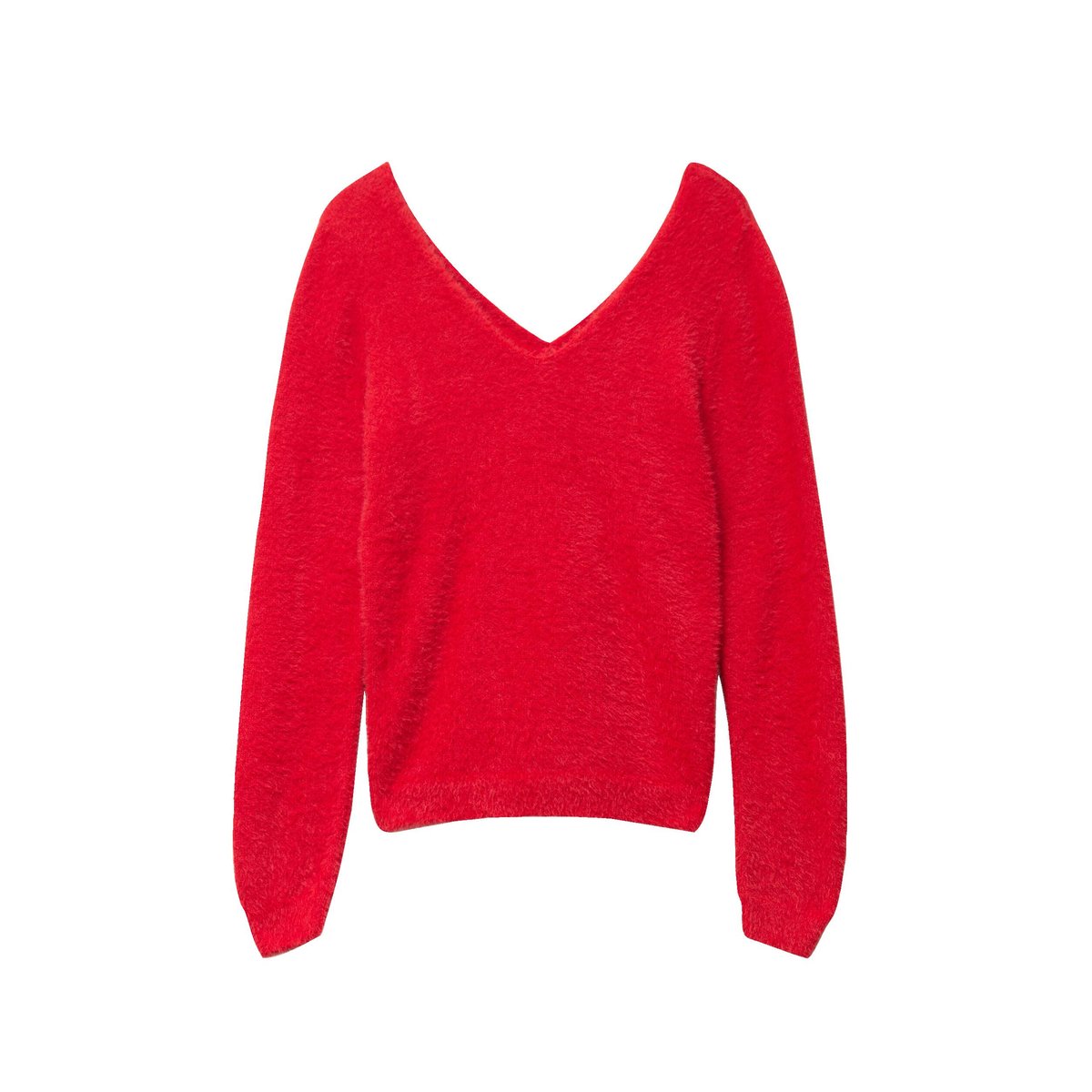 Pull col v manches longues perles rouge, CACHE CACHE