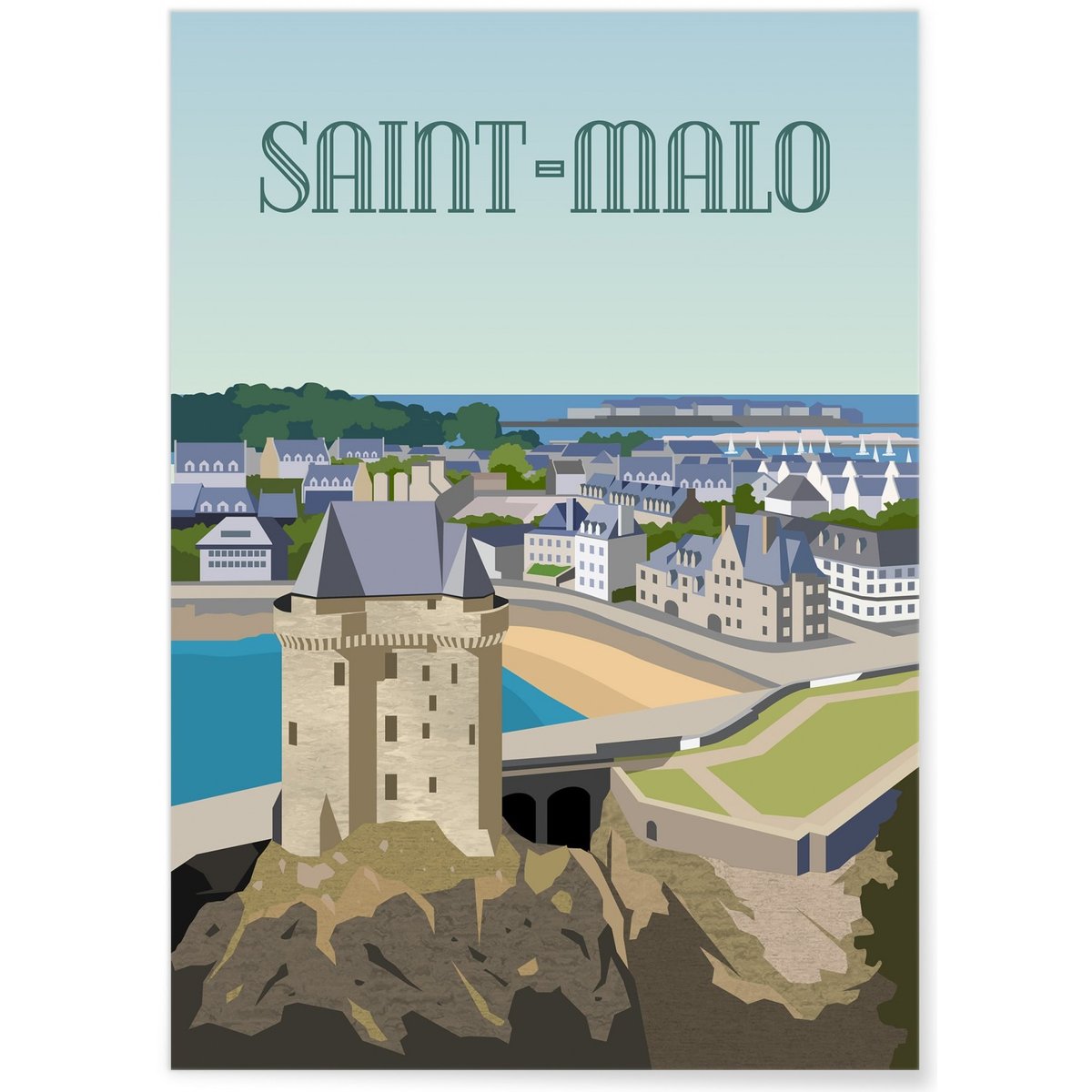 Affiche ville Saint-Malo 2 blanc, L'AFFICHERIE