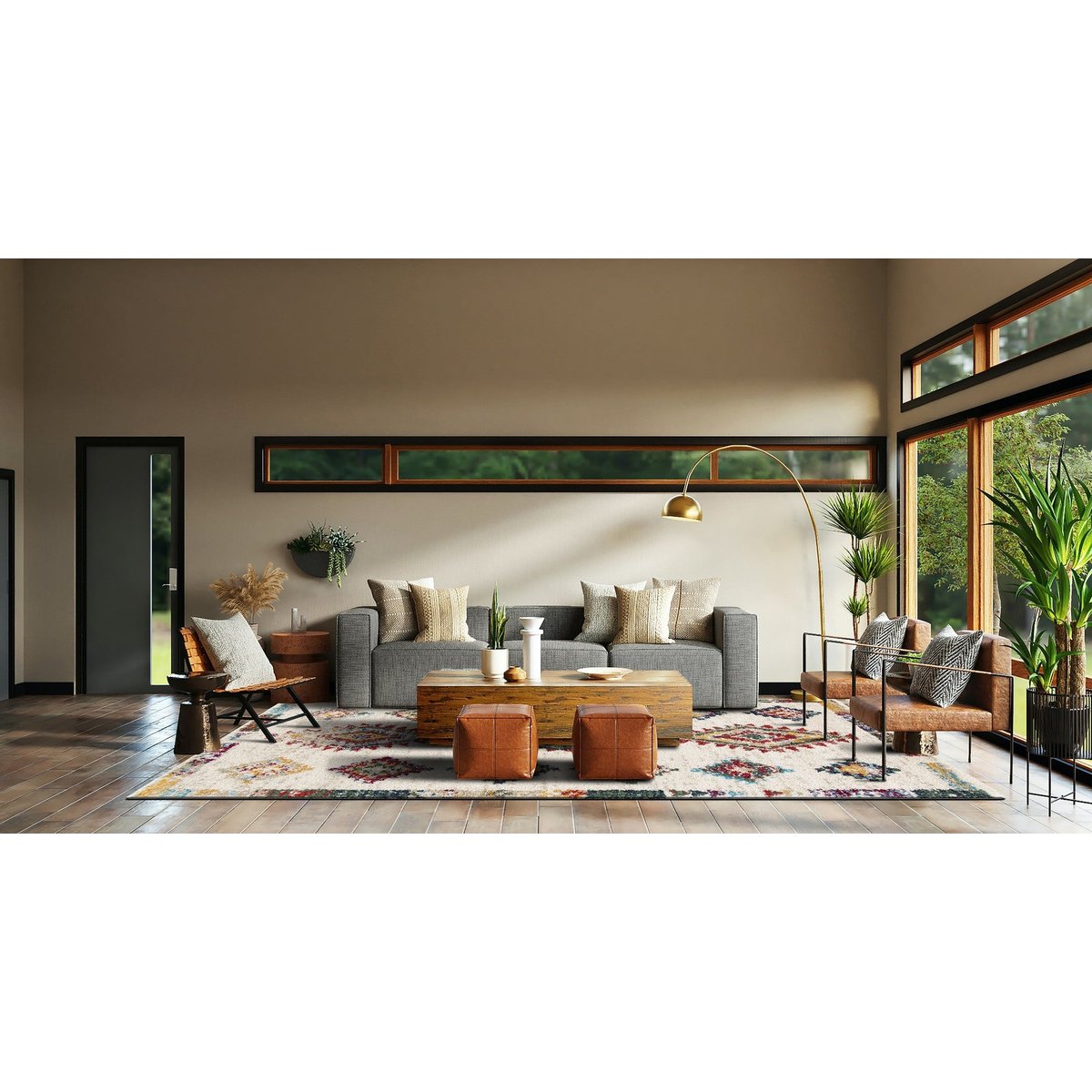Tapis intérieur doux à motifs ethniques contemporains SIROCCO palette colorée, AFK LIVING