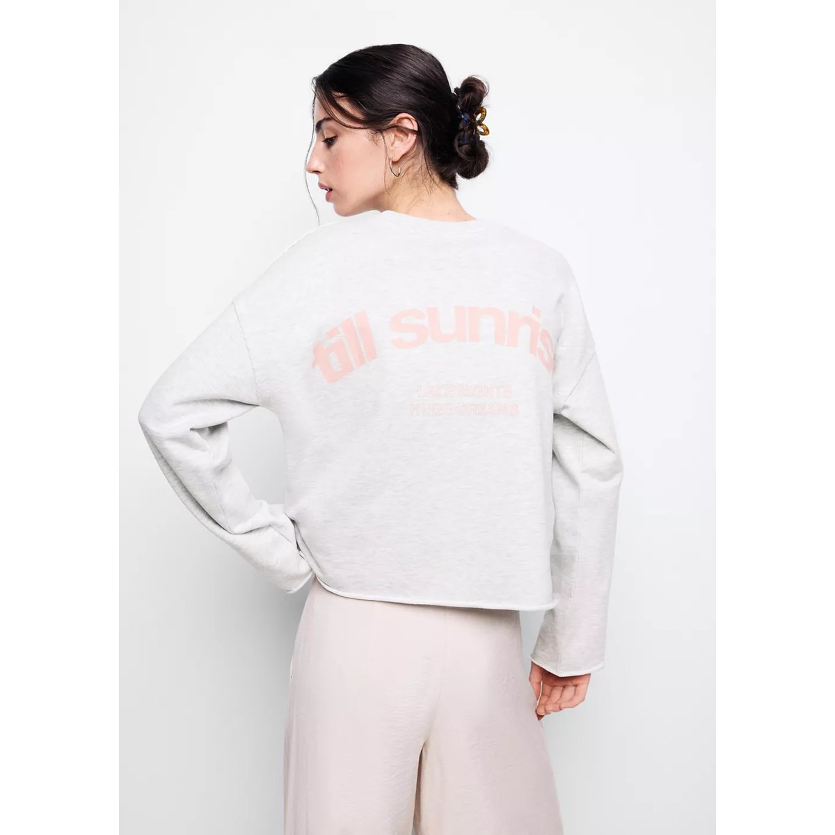 Sweat inscription imprimée gris chiné clair, MANGO TEEN