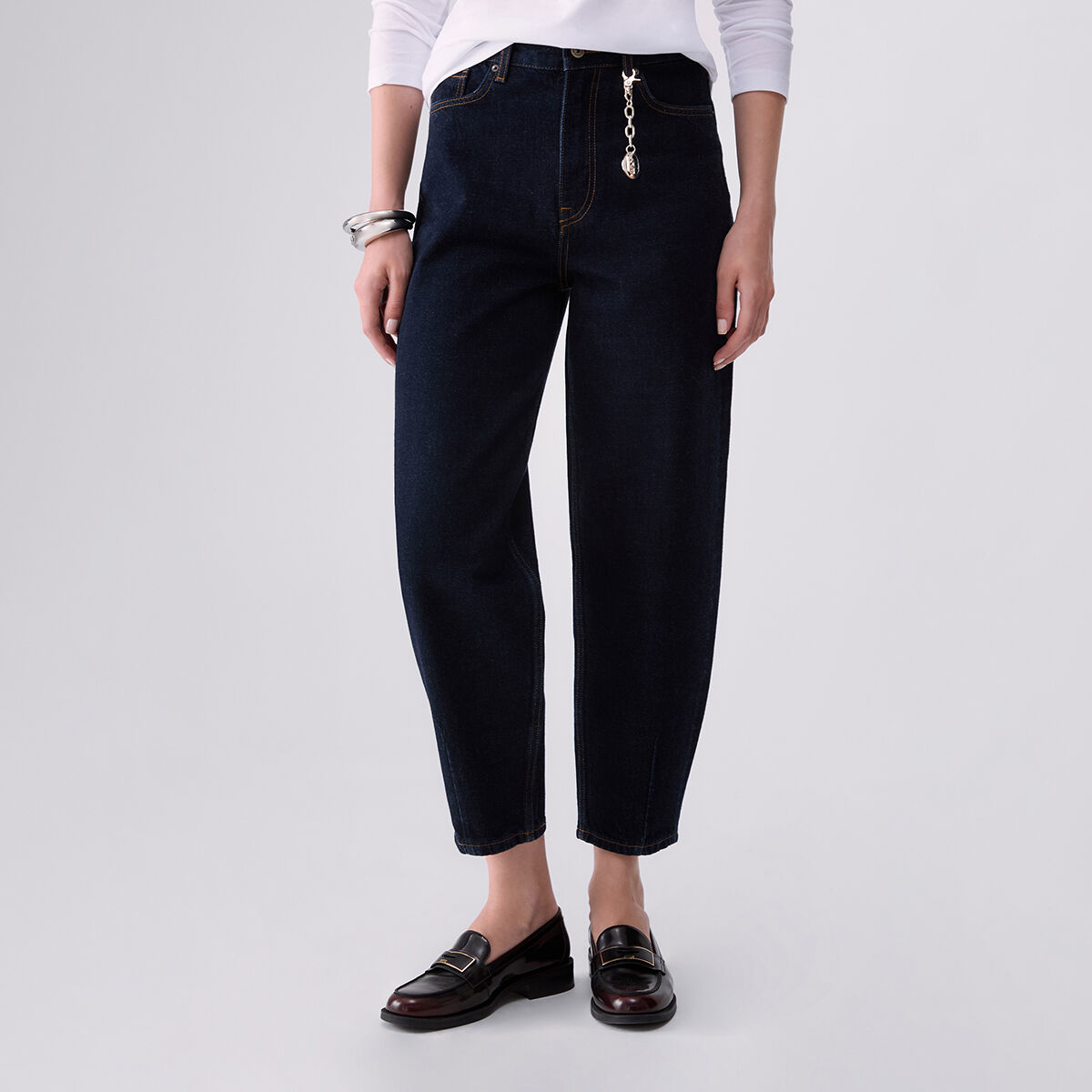 Jean boyfriend taille haute délavage normal, LIU JO