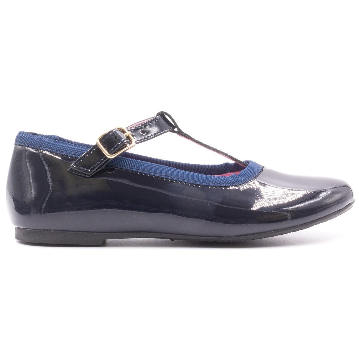 Ballerine salomé à boucle en cuir vernis AURORE bleu marine, BONI&SIDONIE