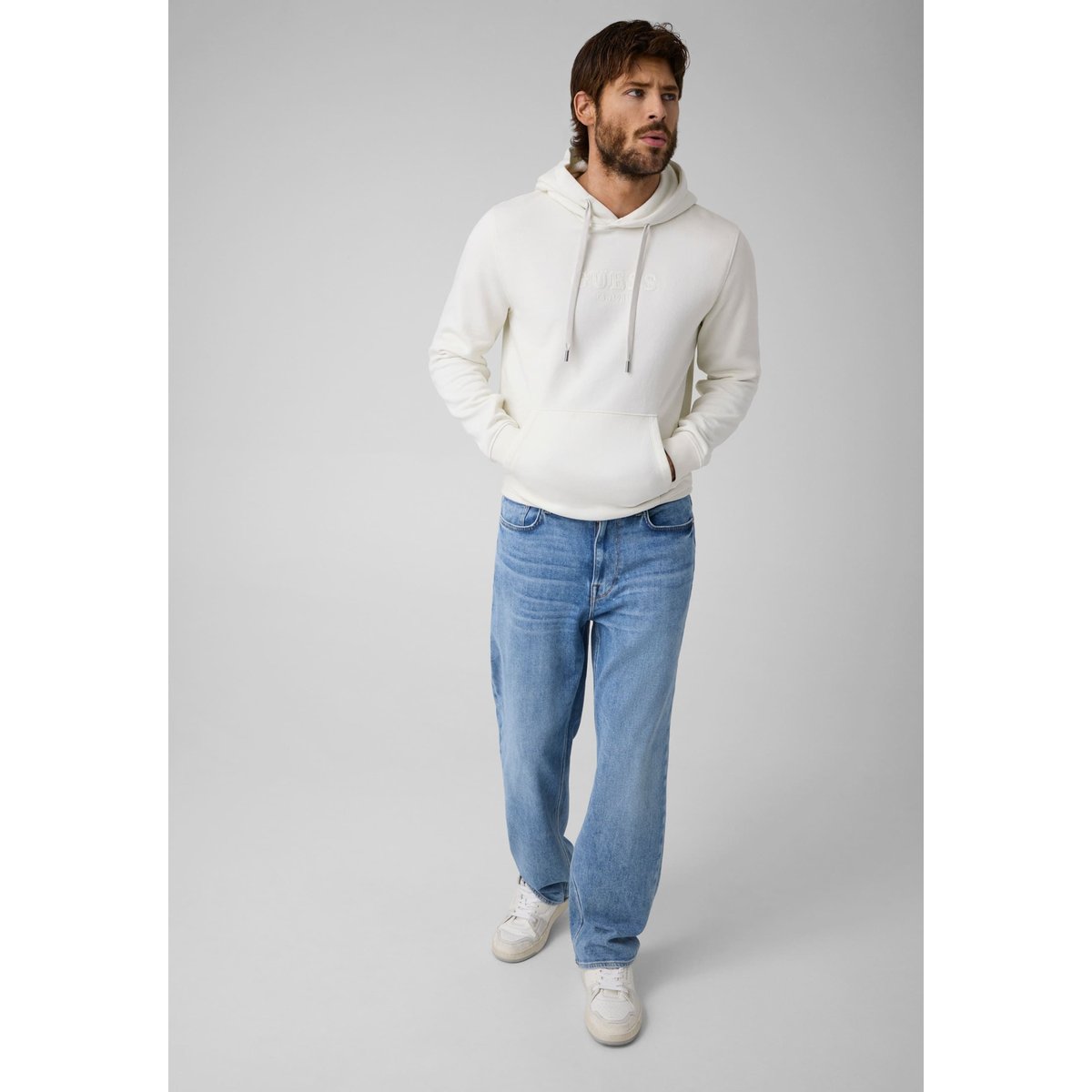Sweat À Capuche Avec Logo blanc, GUESS