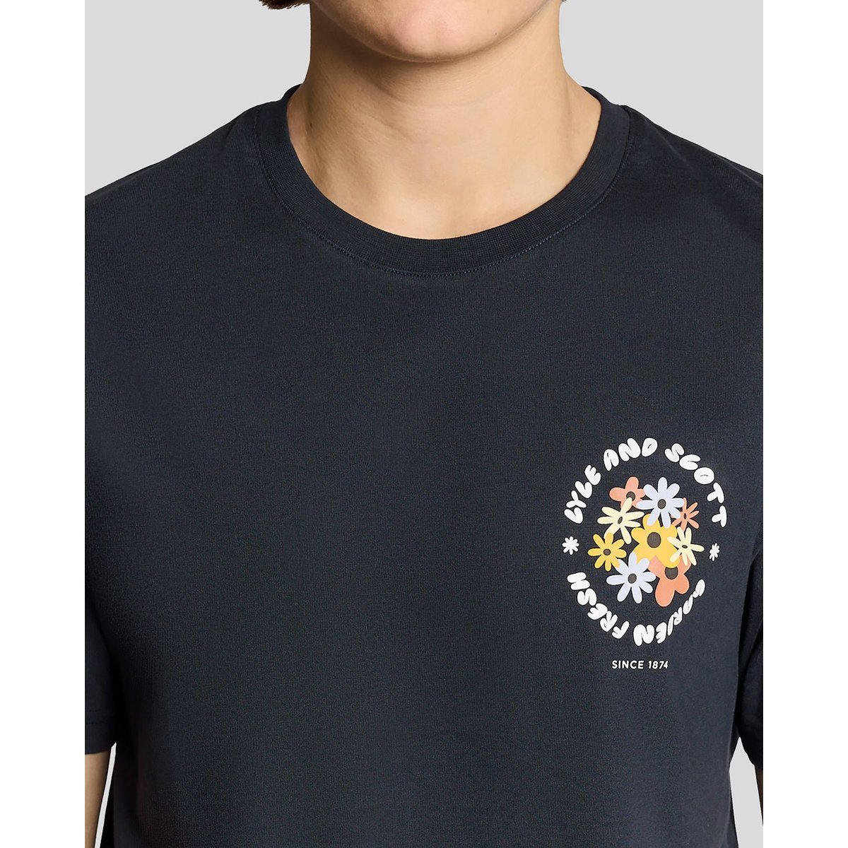 T-shirt nature à imprimé graphique bleu foncé marine, LYLE & SCOTT