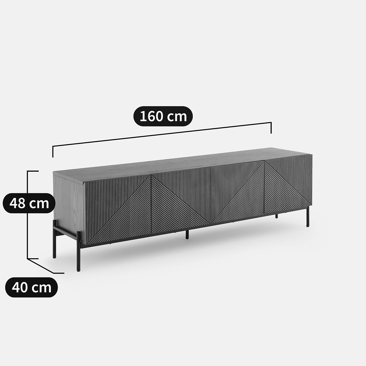 Meuble TV vintage, 4 portes, longueur 160 cm, LODGE coloris chêne, LA REDOUTE INTERIEURS