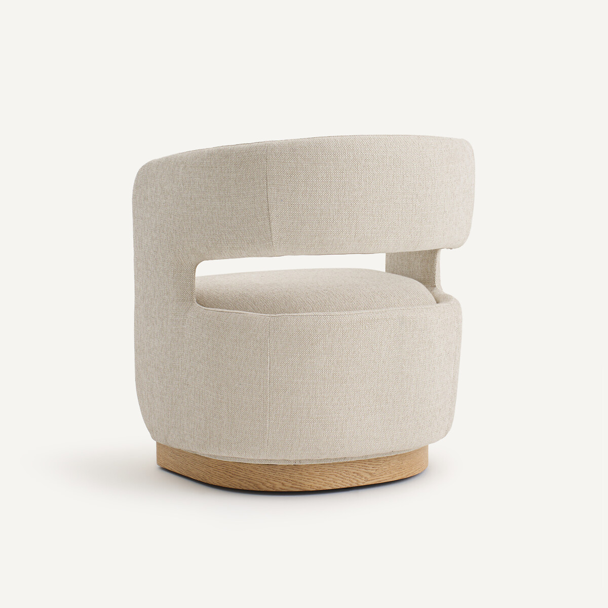 Fauteuil pivotant, en plaqué chêne et tissu texturé, JESPER ficelle, AM.PM