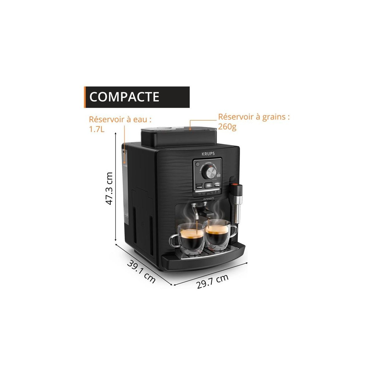Expresso Broyeur Intensity, Machine espresso entièrementautomatique, 4 boissons EA5008E0 couleur unique, KRUPS