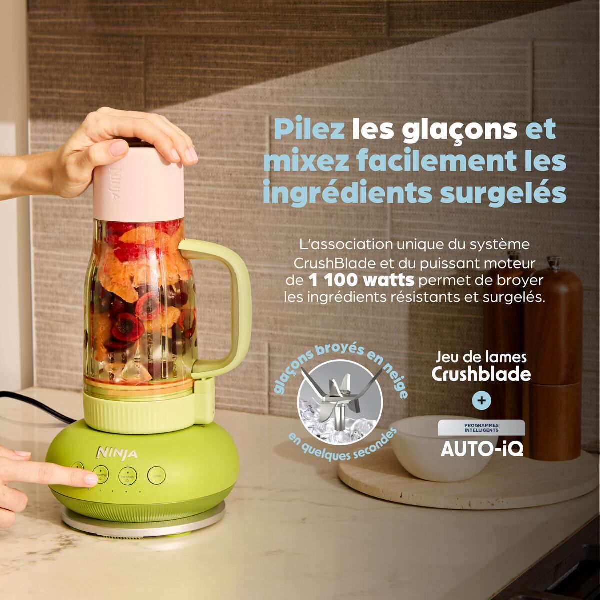 Blender BlendBoss Bleu DB351EUCY avec gourde 0,8 L couleur unique, NINJA