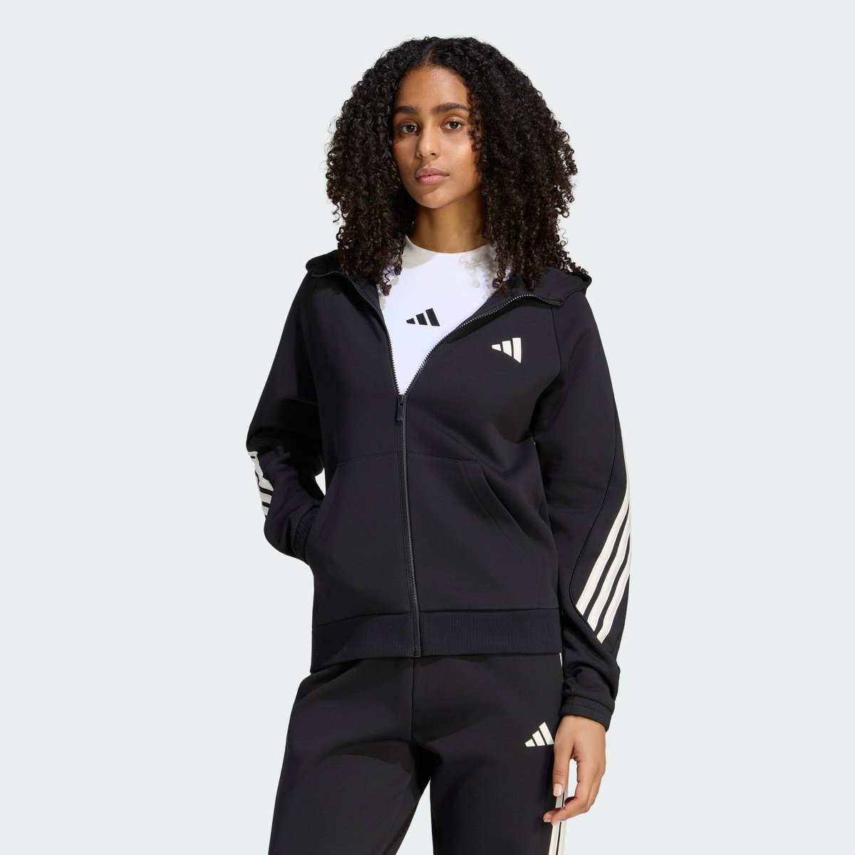 Veste À Capuche Zip Intégral 3 Bandes Stadium Veste À Capuche Zip Intégral 3 Bandes Stadium black, ADIDAS SPORTSWEAR