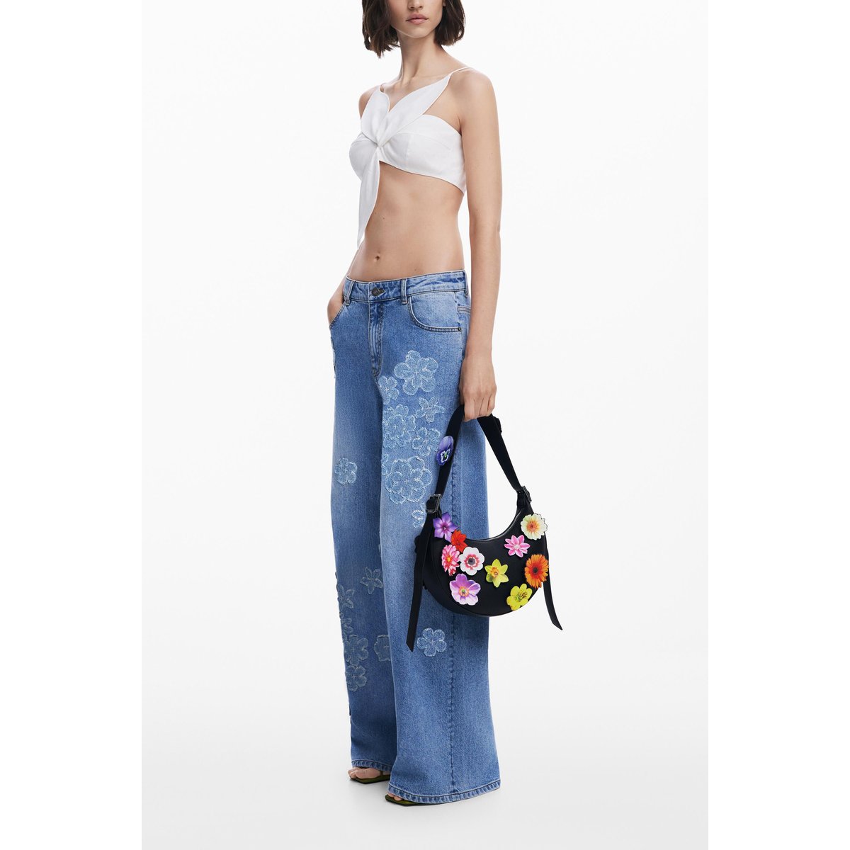 Sac à appliques florales Tyler McGillivary noir, DESIGUAL