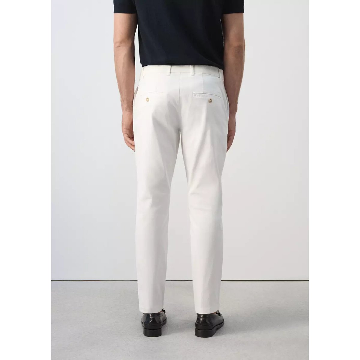 Pantalon Prato chino cropped tapered blanc cassé, MANGO MAN