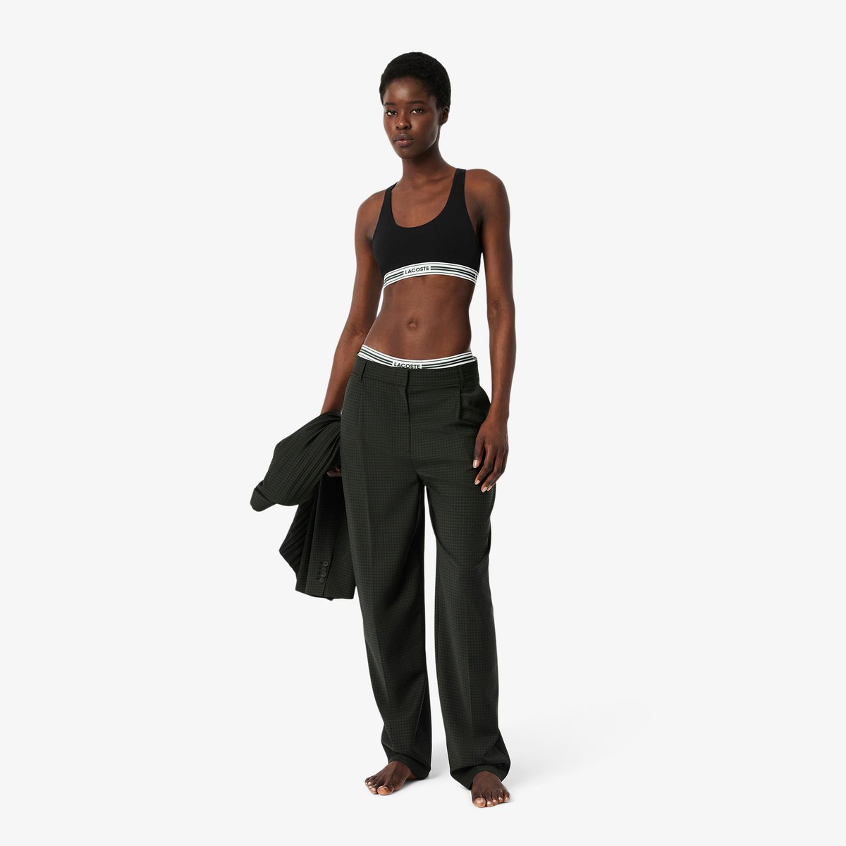 Brassière coton stretch bande contrastée noir-031, LACOSTE