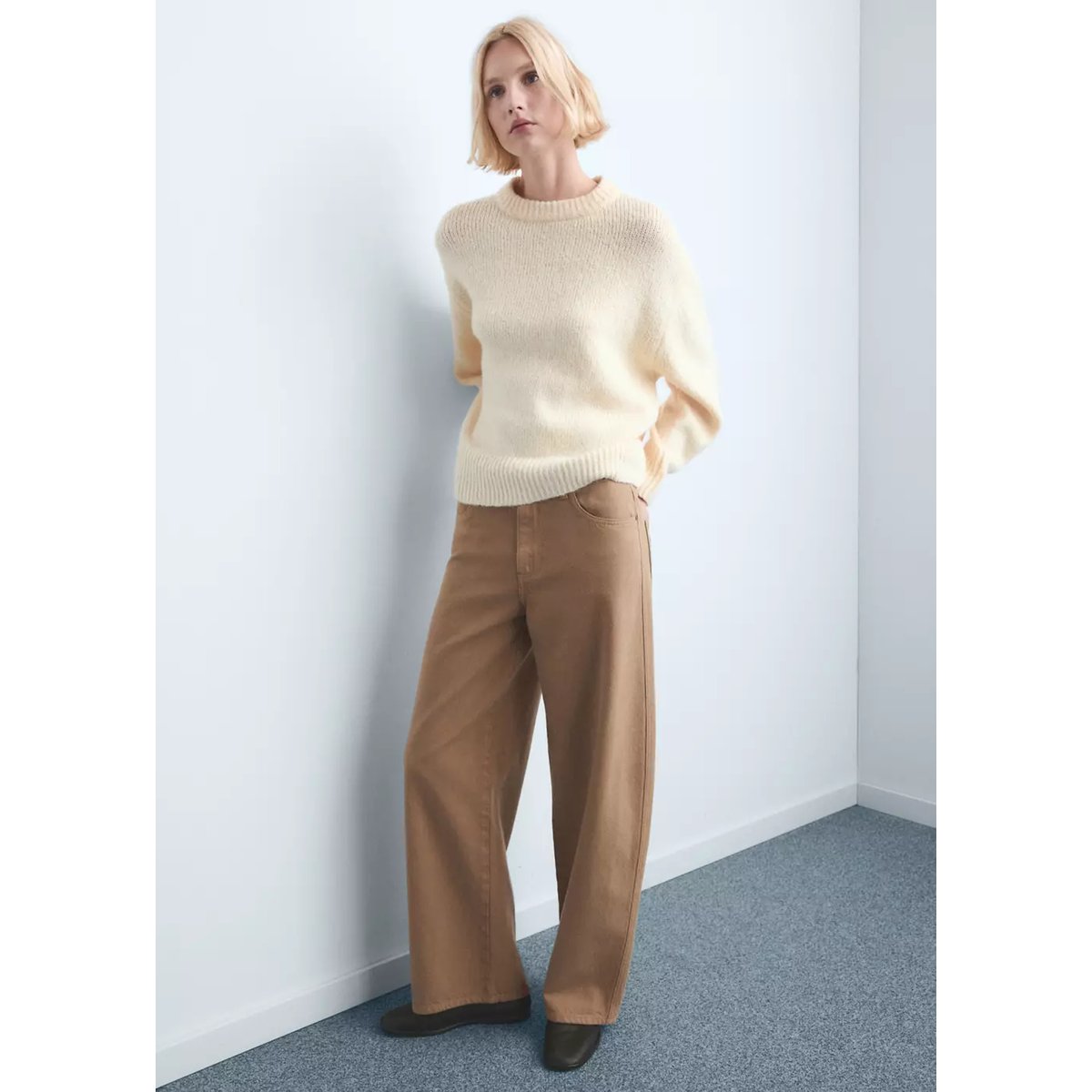 Jean balloon taille basse sable, MANGO