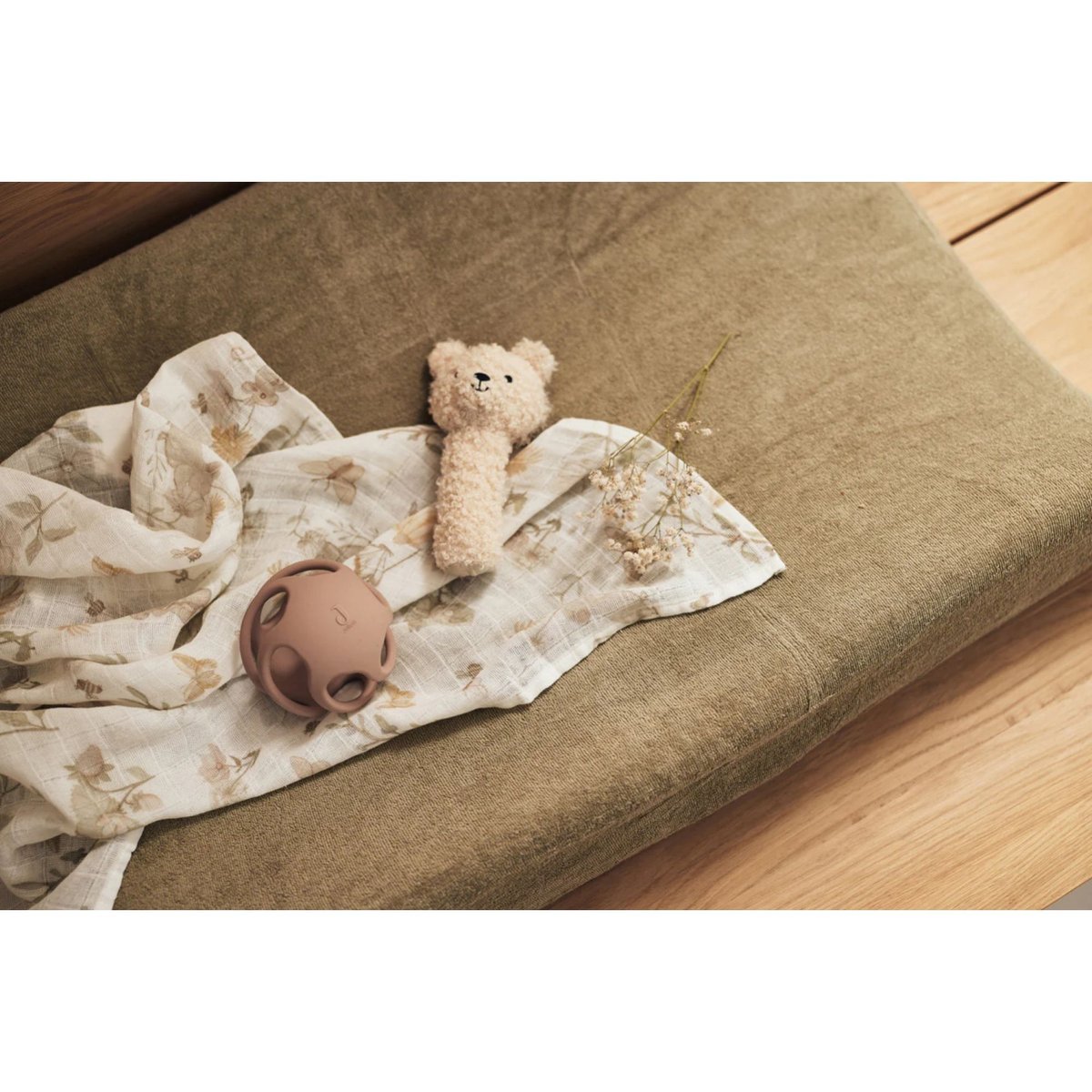 Lot de 2 housses matelas à langer éponge olive, JOLLEIN