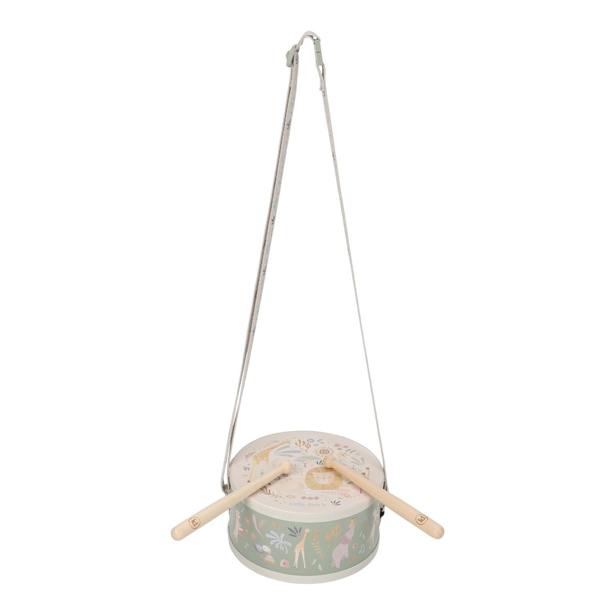 Tambour vert, multicolore, bois, LITTLE DUTCH