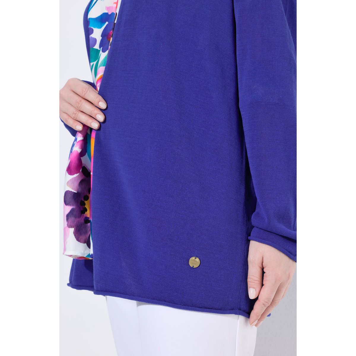 Cardigan, bords roulés, coupe en A bleu violet, ULLA POPKEN