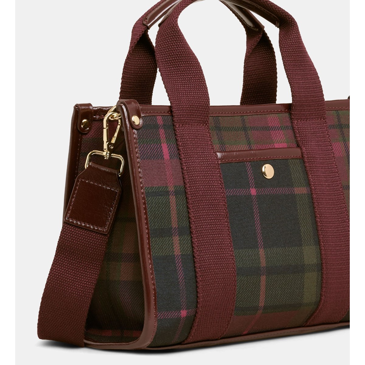 Sac cabas mini teddy à carreaux kaki foncé, GALERIES LAFAYETTE